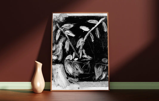 Abstract plant still life mono print on archival fine art textured paper | Available framed and unframed for home or office